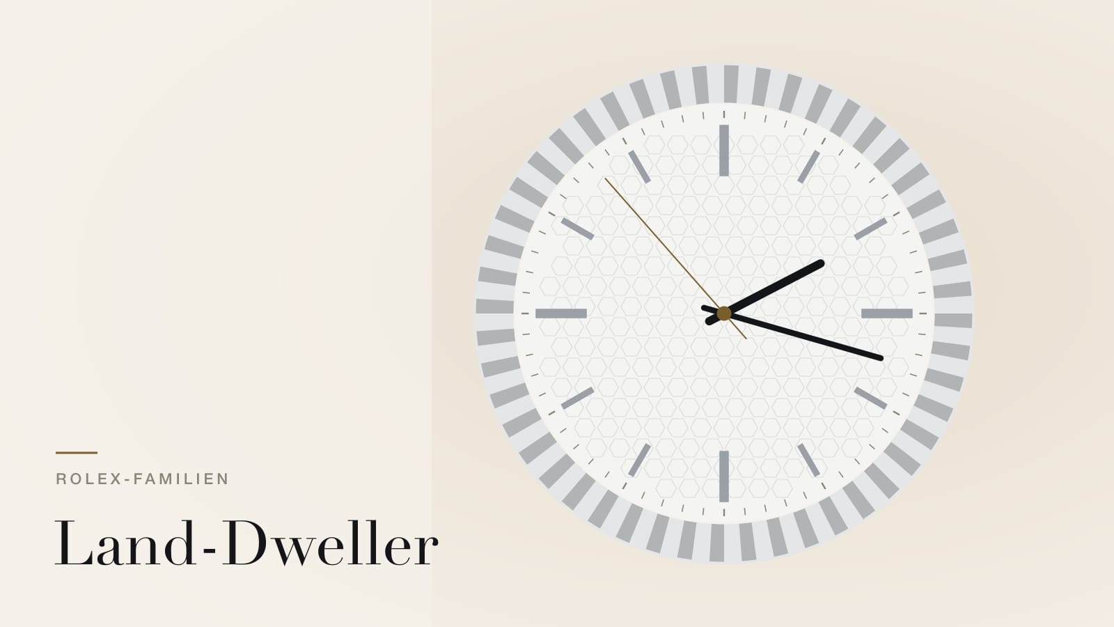 Illustration zur Rolex Land-Dweller: weißes Zifferblatt mit Wabenmuster und geriffelter Lünette