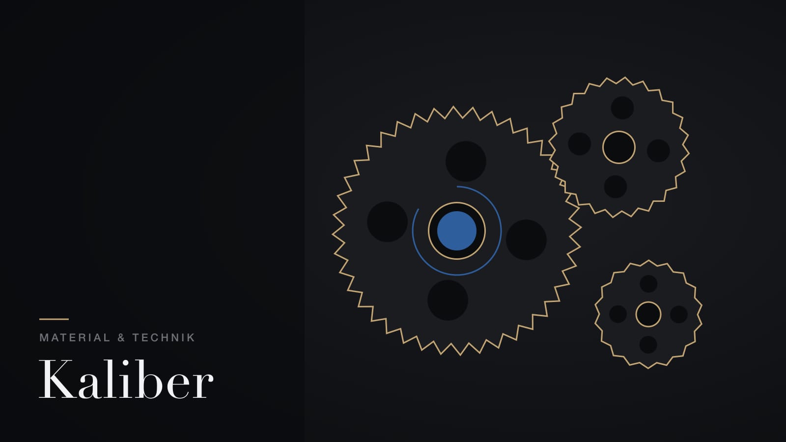 Illustration: Räderwerk mit Zahnrädern und blauer Spiralfeder als Sinnbild für die Kaliber von Rolex