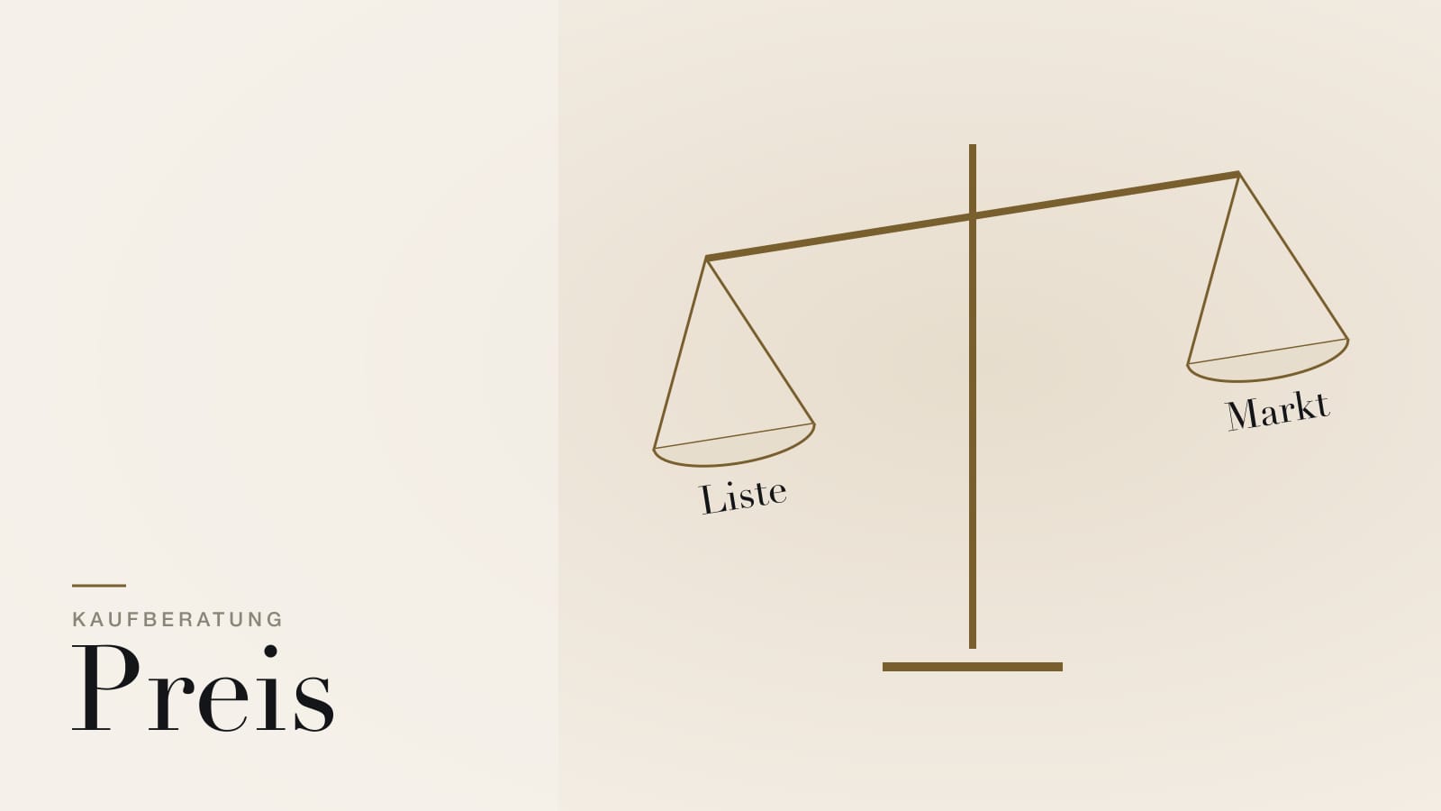 Illustration: Waage mit den Schalen Liste und Markt als Sinnbild für Listenpreis und Marktpreis einer Rolex