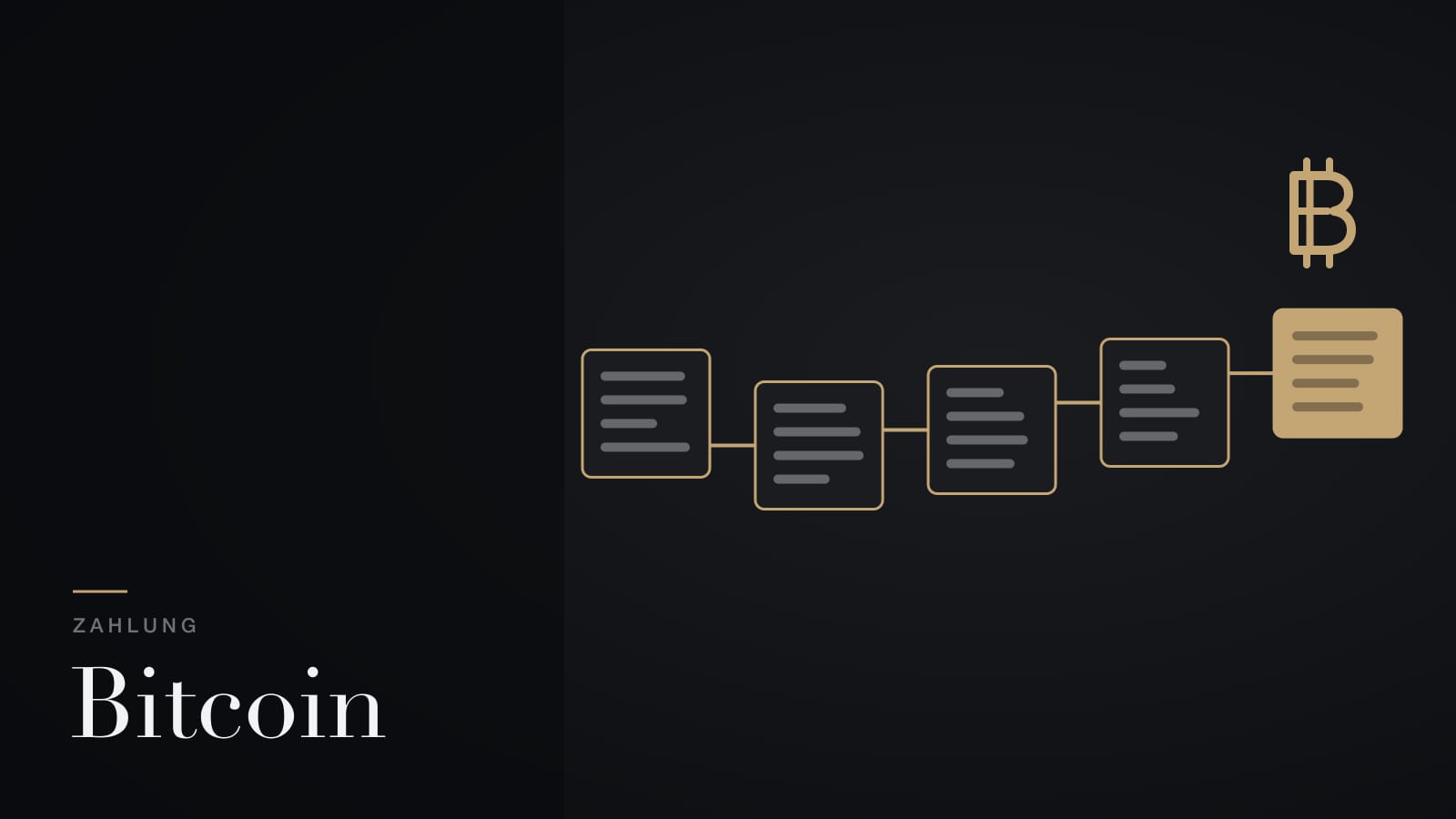 Illustration: verkettete Blöcke einer Blockchain mit Bitcoin-Zeichen als Sinnbild für die Zahlung einer Rolex in Bitcoin