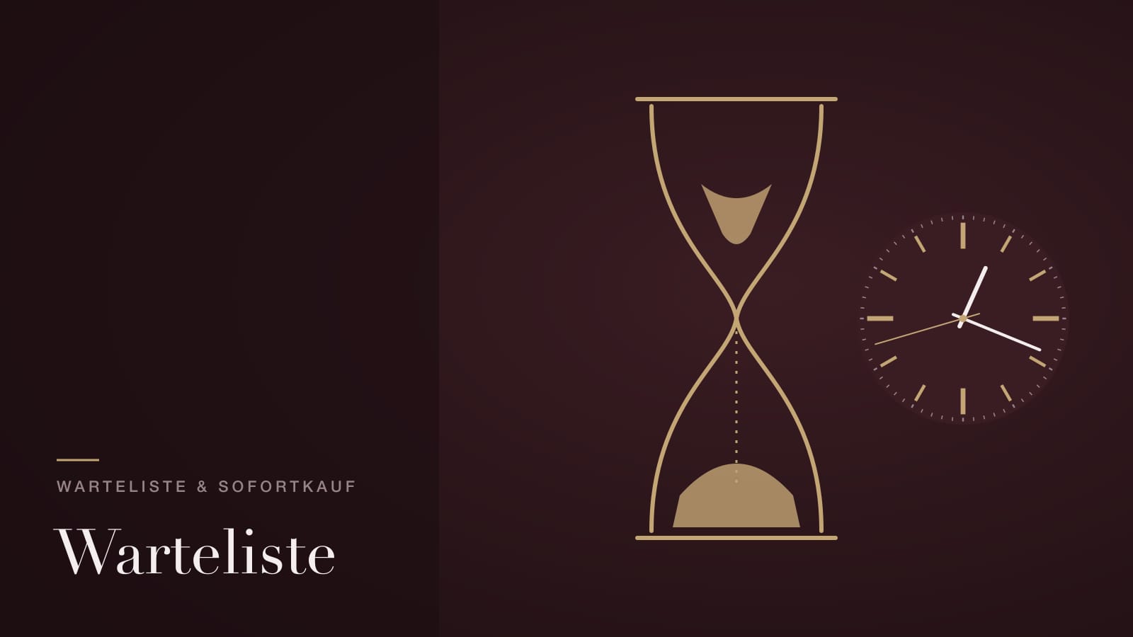 Illustration zum Rolex-Kauf: Sanduhr neben einem Zifferblatt als Sinnbild für Warteliste und Sofortkauf